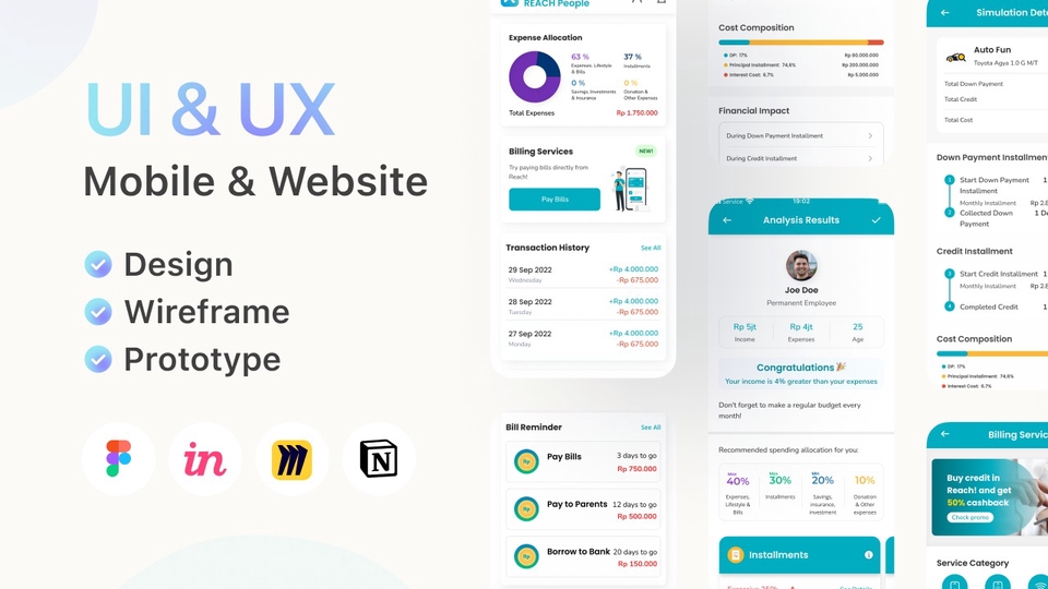Desain Tampilan UI/UX Mobile dan Website Figma Terjangkau