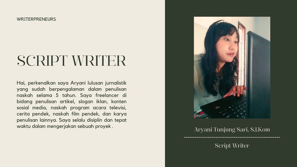 SCRIPT WRITER