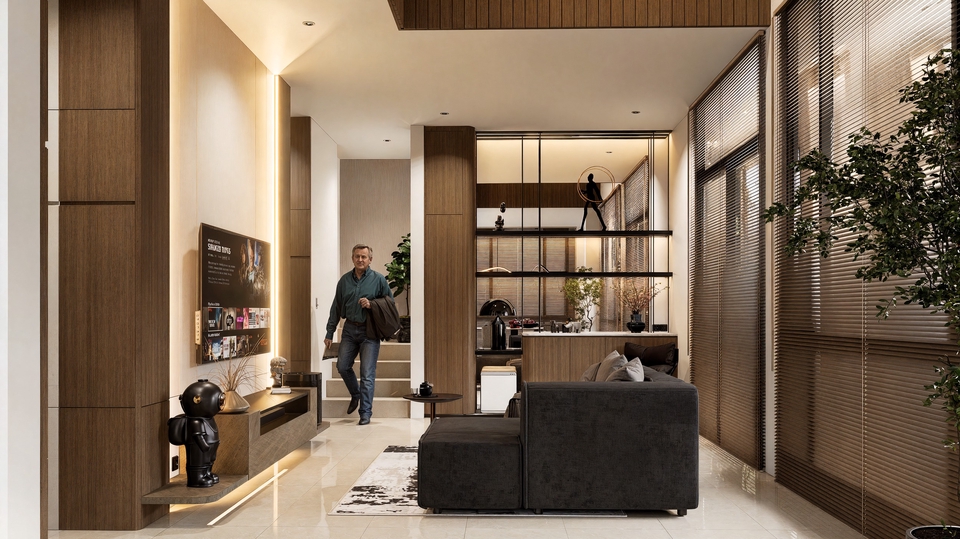 Desain Interior Rumah Residential dengan gaya kotemporer modern dan ...