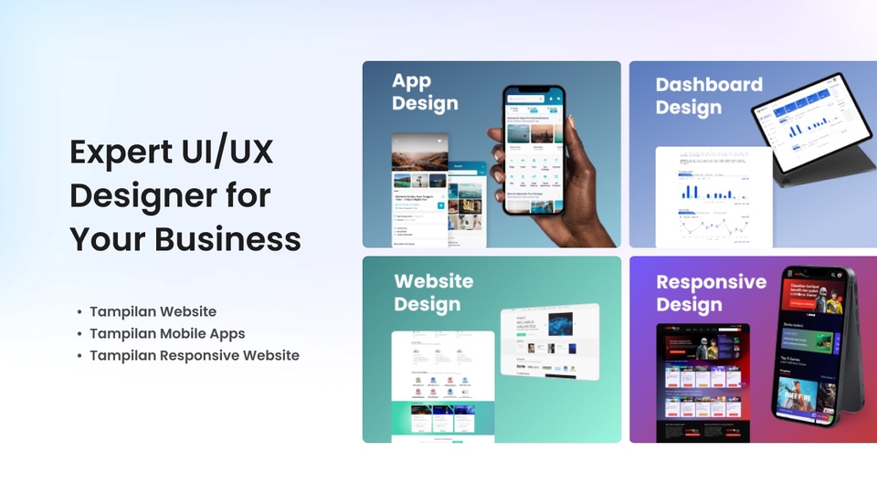 Desain UI untuk Website, Landing page dan mobile apps.