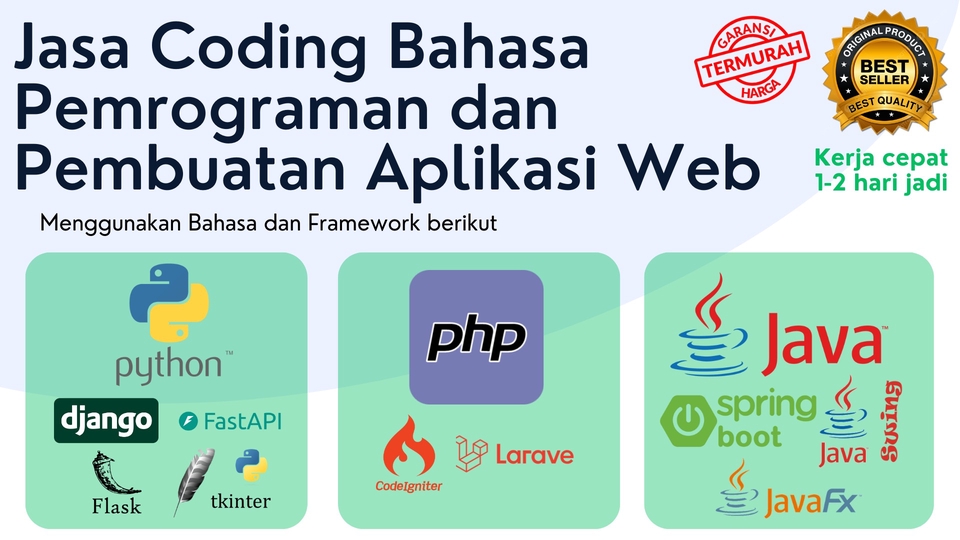 Jasa Coding dan Membuat Web menggunakan Python, PHP, Java, Golang dan SQL