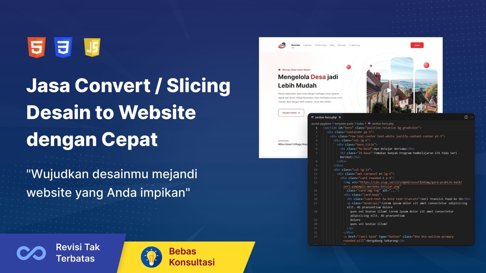Convert / Slicing Desain Web to HTML CSS