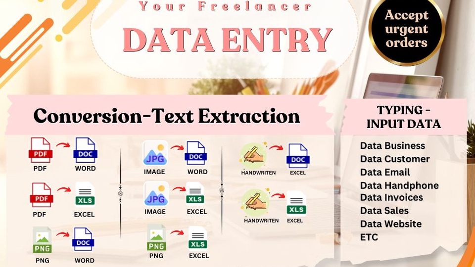 PDF Conversion - Text Extraction - Typing - Input Data