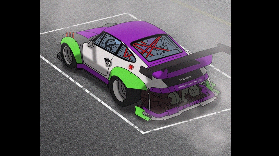 desain vector illustrator mobil dengan anime atau kartun style