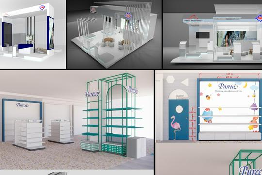Booth Perspective Types รับขึ้น 3D Perspective : Kiosk, Booth, Shop ,Display, Exhibition