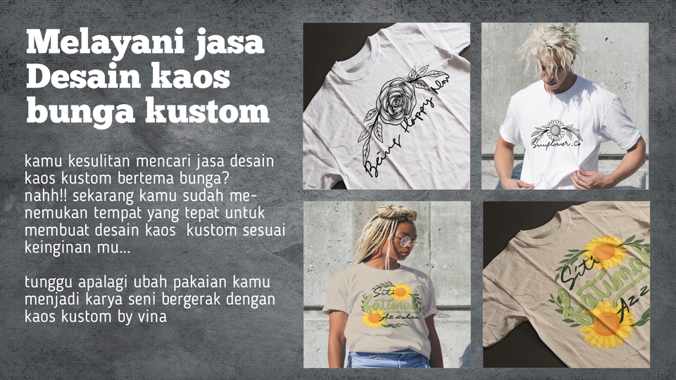Desain kustom kaos bunga personalize