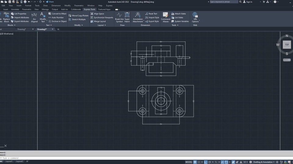 เขียนแบบเครื่องกล Auto cad 2D