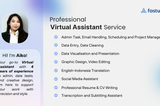Admin Assistant Graphc Professional Virtual Assistant (Administration, Data Entry, Graphic ...
