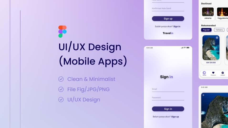 UI/UX Desain Mobile Apps - Clean & Minimalist
