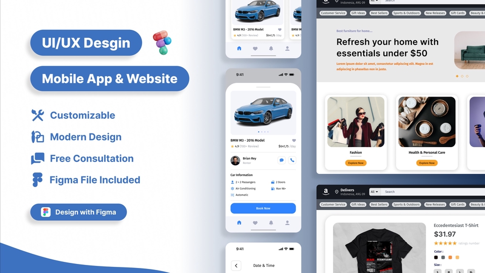 Profesional UI/UX Design and Prototyping for Mobile App/Website